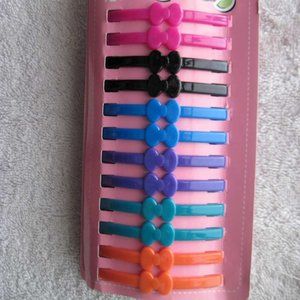 12 Eye Candy Bright All Plastic Flat Tight Hair Barrettes Clips Pins No Metal